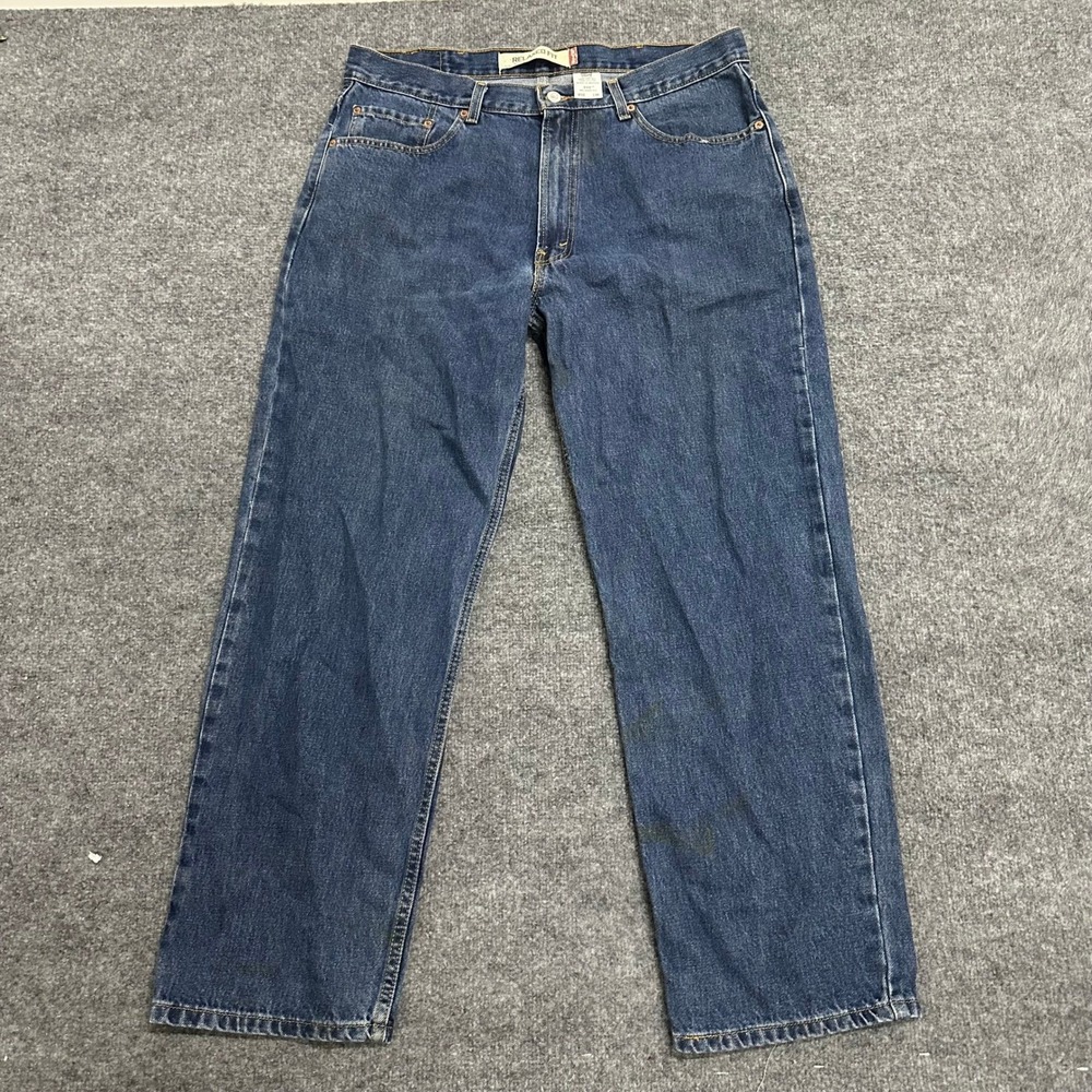 Levi's Jeans Mens Size 38 Blue 550 Relaxed Fit Tapered Leg Denim Stained